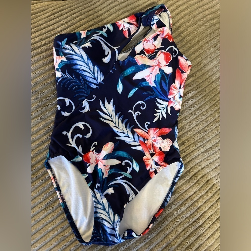 Carmen Marc Valvo Cut Out Floral Swimsuit